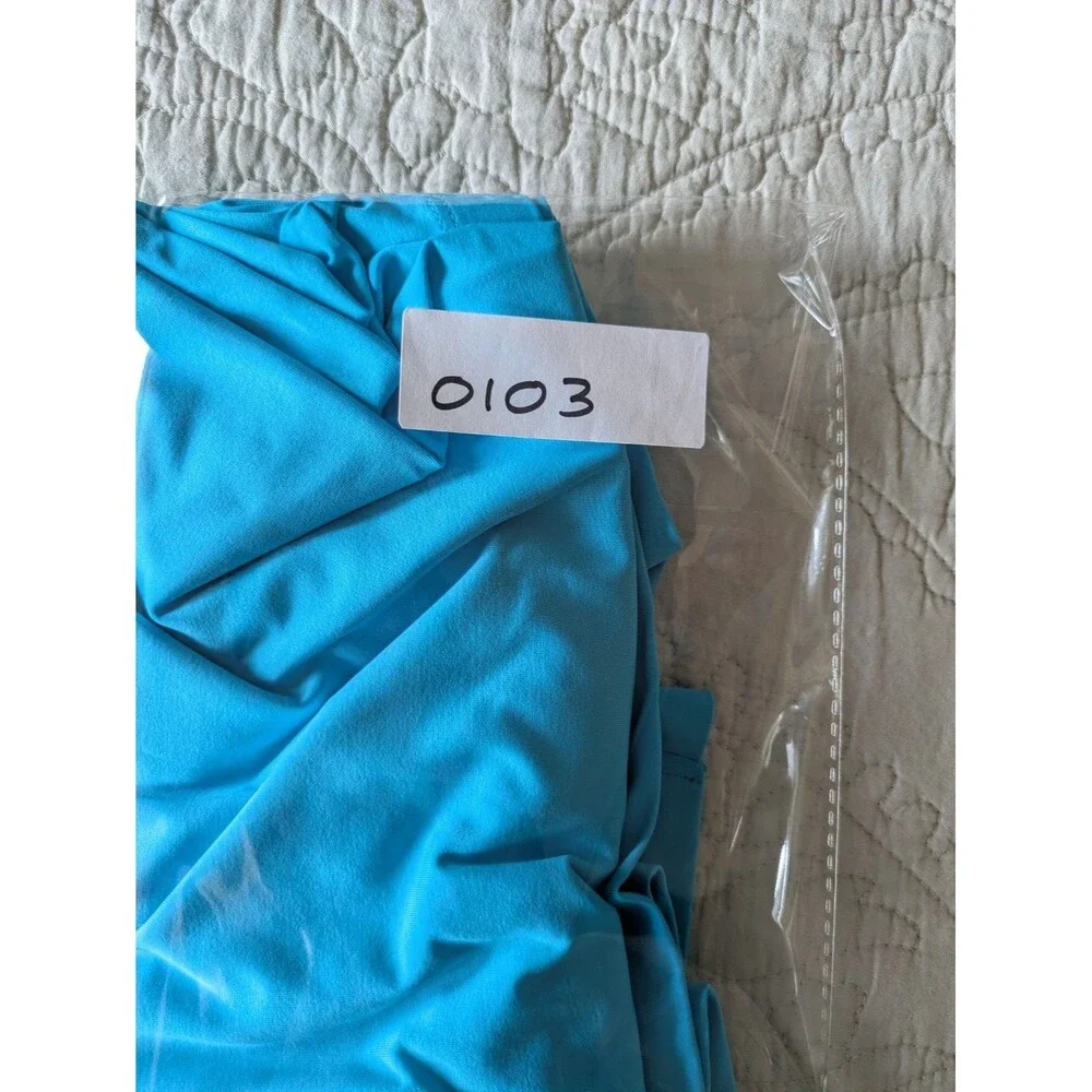 LANDS' END Womens 1X Stretchy Rash Guard Swim Shirt Bright Turquoise Blue Beach - Picture 12 of 13